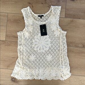 Elegant Cream Lace Tank Top
